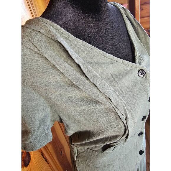 Maurices Women’s Utility Pocket Button Front Overall Jumpsuit Green Size Small - Picture 4 of 9